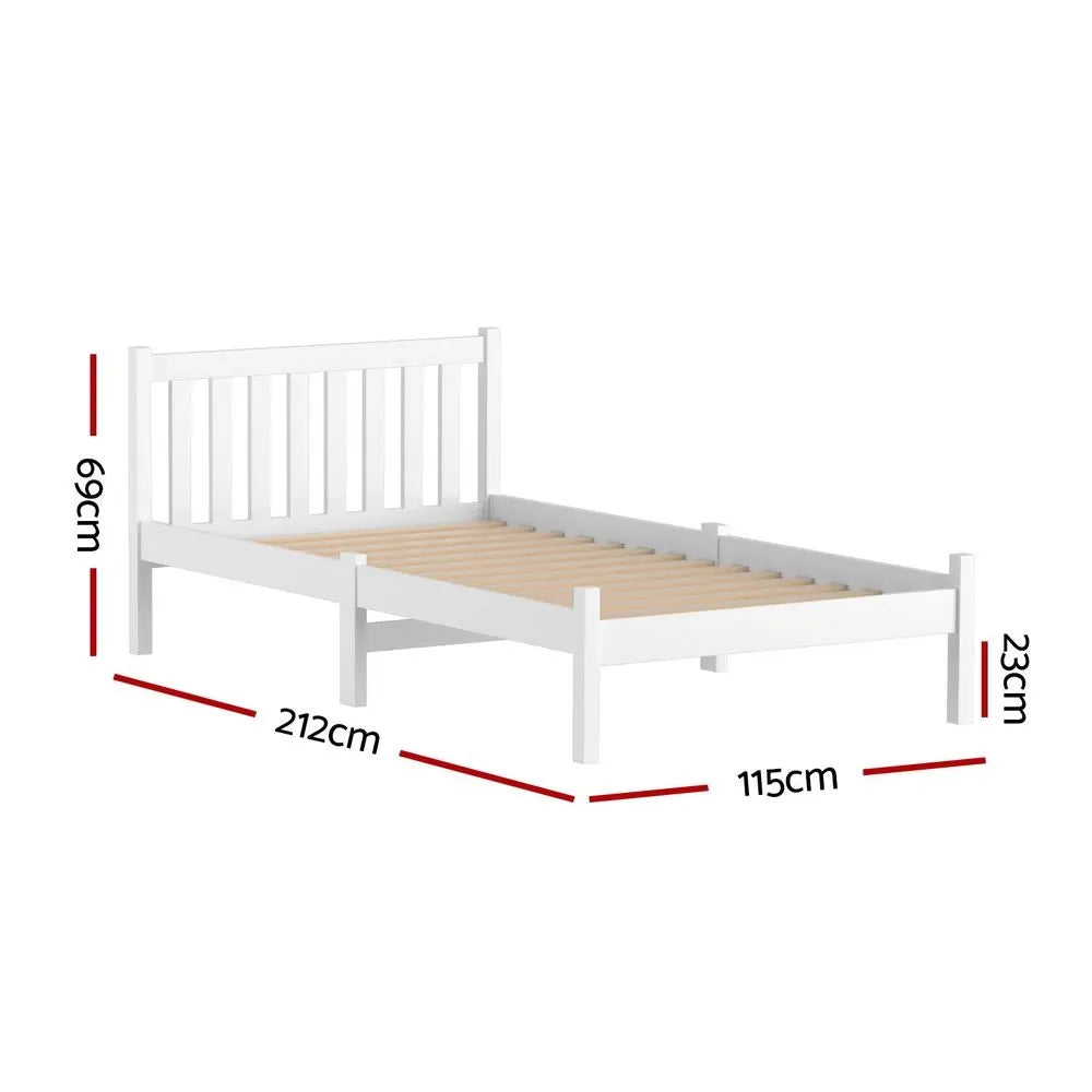 Artiss Bed Frame King Single Size Wooden White SOFIE - Image 3