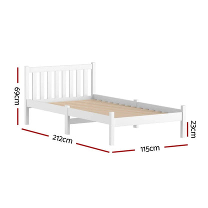 Artiss Bed Frame King Single Size Wooden White SOFIE - Image 3