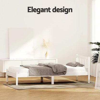 Artiss Bed Frame King Single Size Wooden White SOFIE - Image 6
