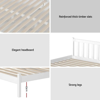 Artiss Bed Frame King Single Size Wooden White SOFIE - Image 7