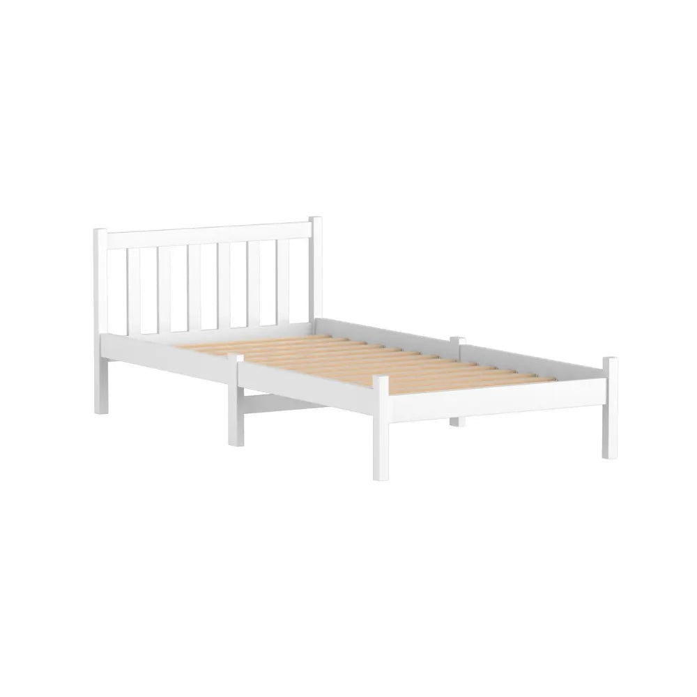 Artiss Bed Frame Single Size Wooden White SOFIE - Image 2