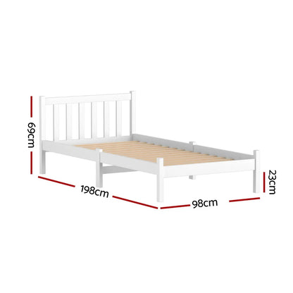 Artiss Bed Frame Single Size Wooden White SOFIE - Image 3