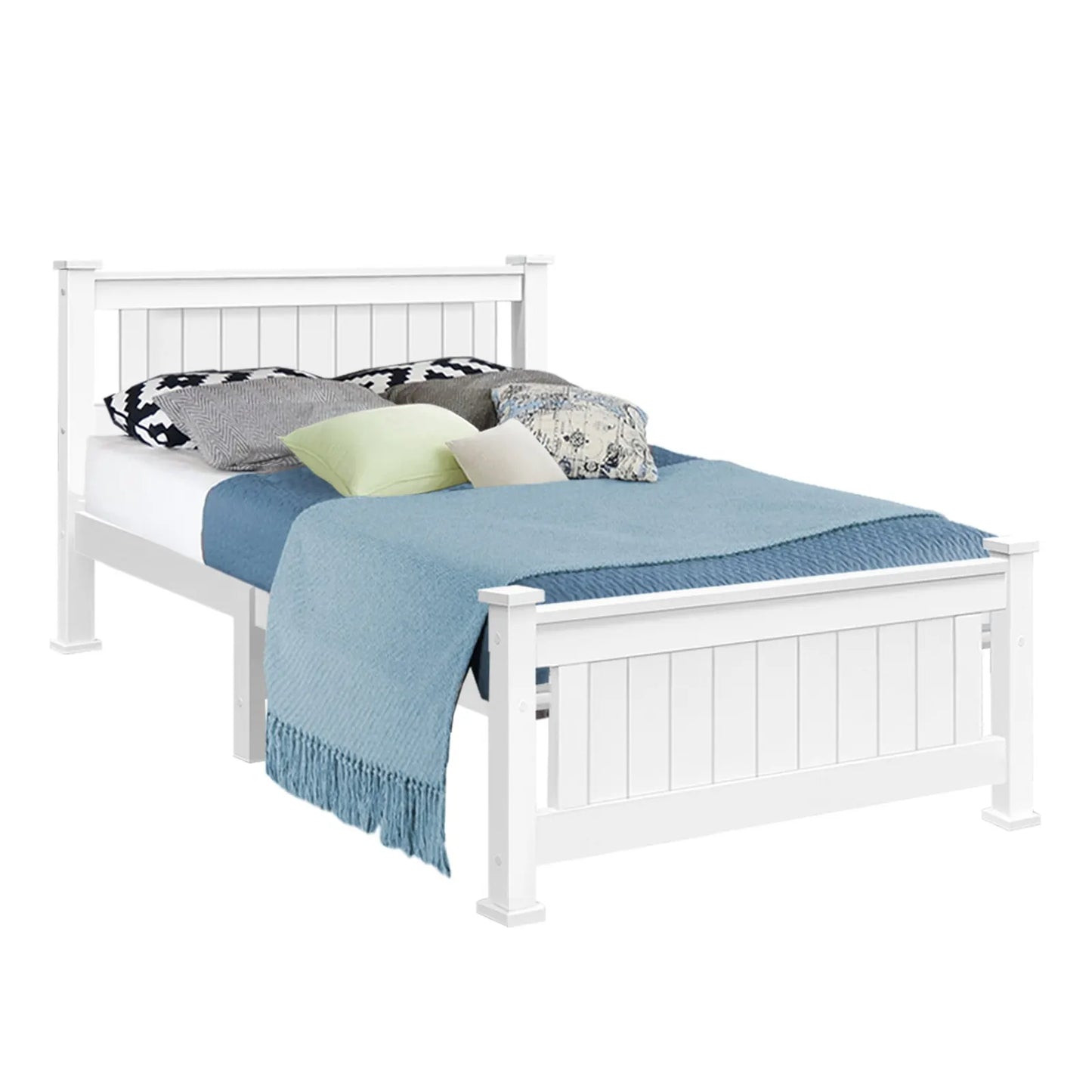 Artiss Bed Frame King Single Size Wooden White RIO - Image 9