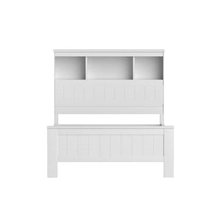 Artiss Bed Frame King Single Size Wooden with 3 Shelves Bed Head White - Image 3