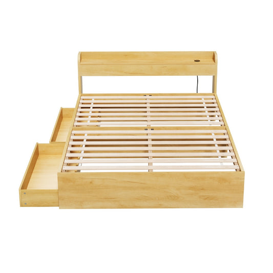 Artiss Bed Frame Double Size with Charging Ports and 2 Drawers AURA - Image 4