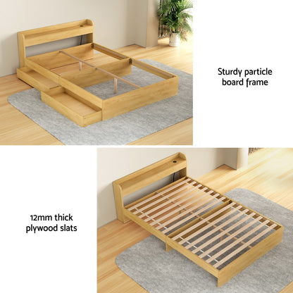 Artiss Bed Frame Double Size with Charging Ports and 2 Drawers AURA - Image 6