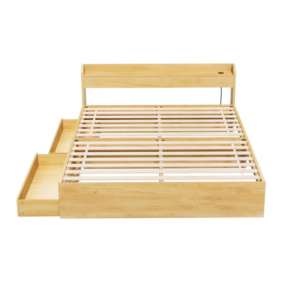 Artiss Bed Frame Queen Size with Charging Ports and 2 Drawers AURA - Image 2