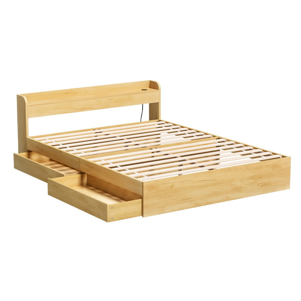 Artiss Bed Frame Queen Size with Charging Ports and 2 Drawers AURA - Image 6