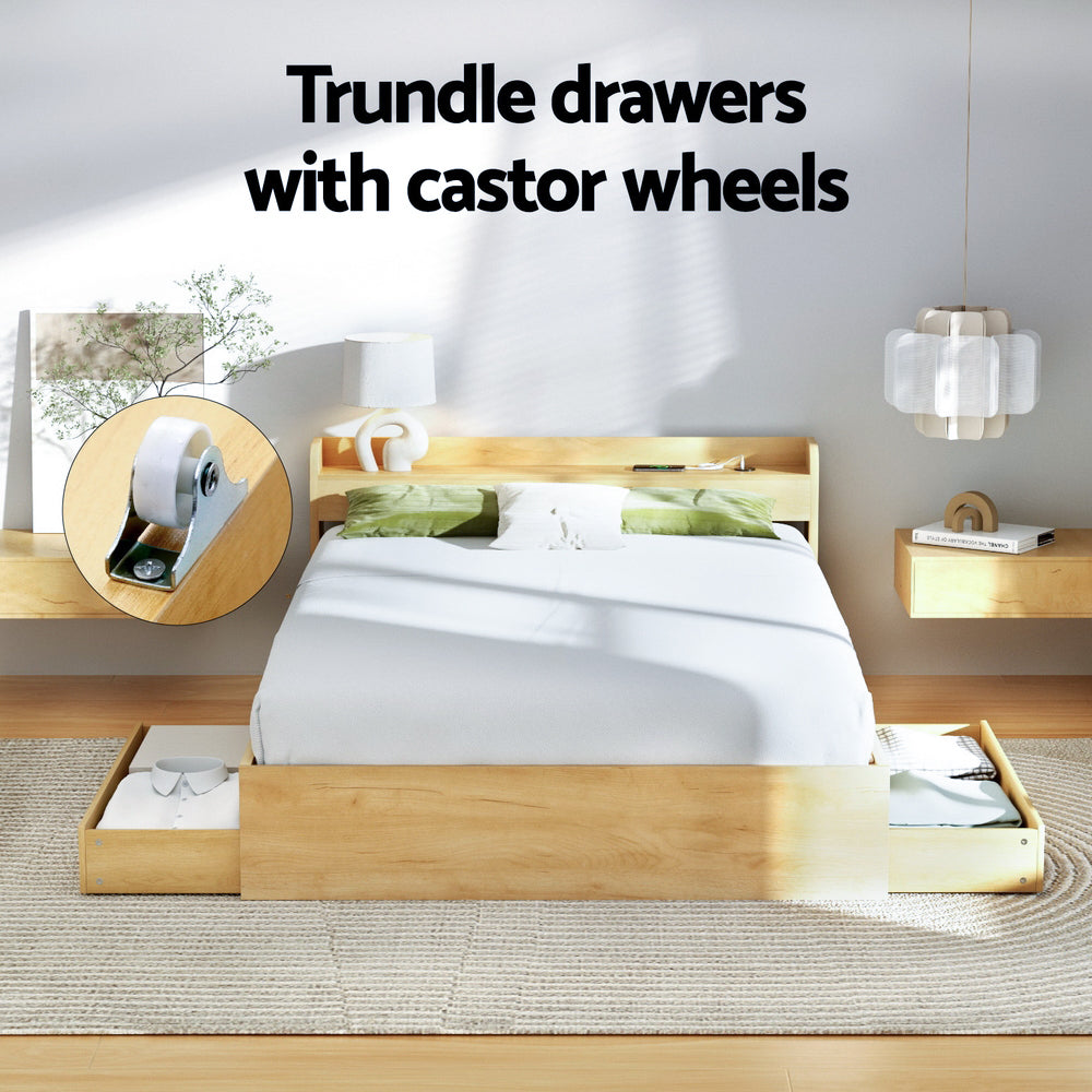 Artiss Bed Frame Queen Size with Charging Ports and 2 Drawers AURA - Image 7