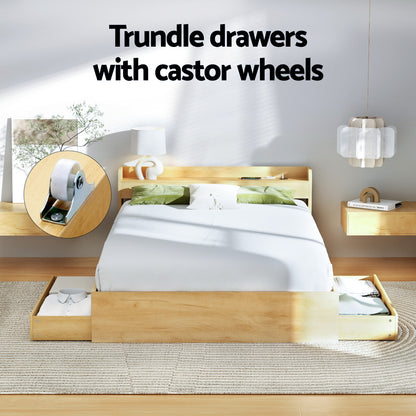 Artiss Bed Frame Queen Size with Charging Ports and 2 Drawers AURA - Image 7