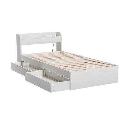 Artiss Bed Frame Single Size with Charging Ports and 2 Drawers AURA - Image 4
