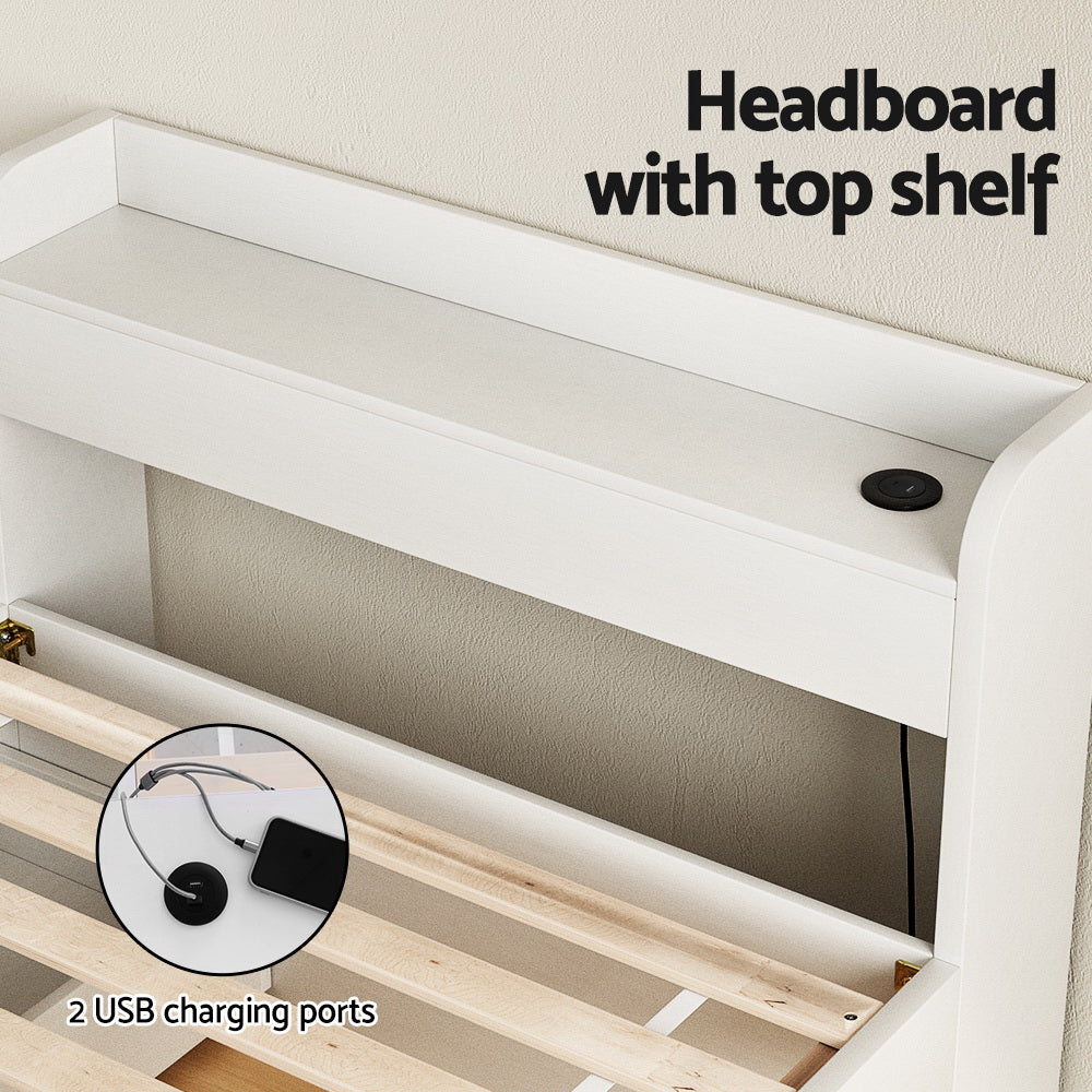 Artiss Bed Frame Single Size with Charging Ports and 2 Drawers AURA - Image 6