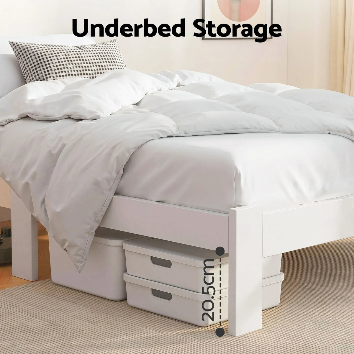 Artiss Bed Frame King Single Size Wooden White JADE - Image 4