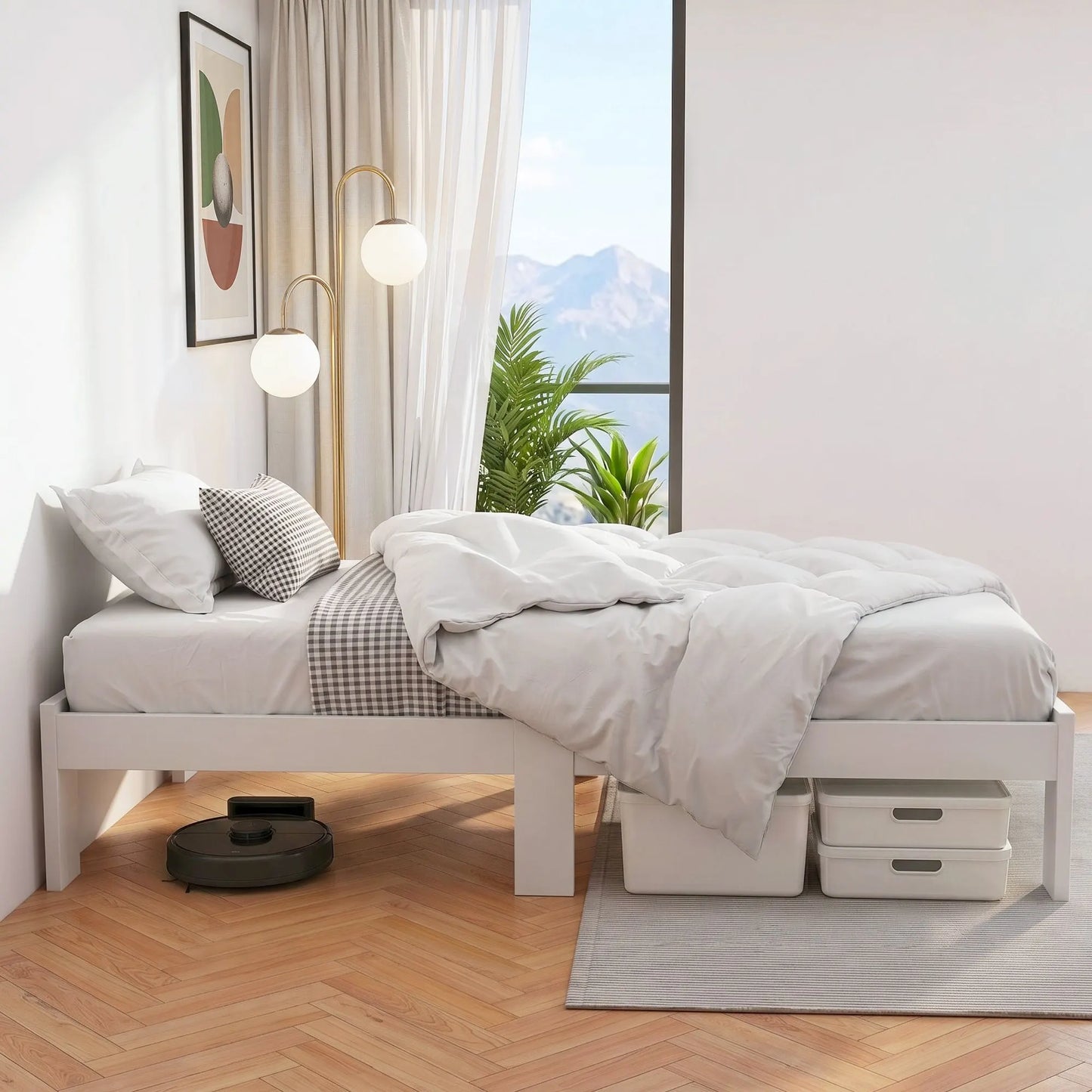 Artiss Bed Frame King Single Size Wooden White JADE - Image 6