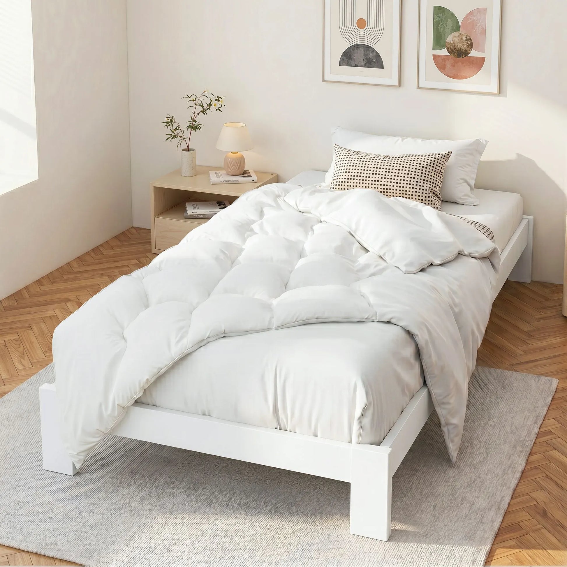 Artiss Bed Frame King Single Size Wooden White JADE - Image 7