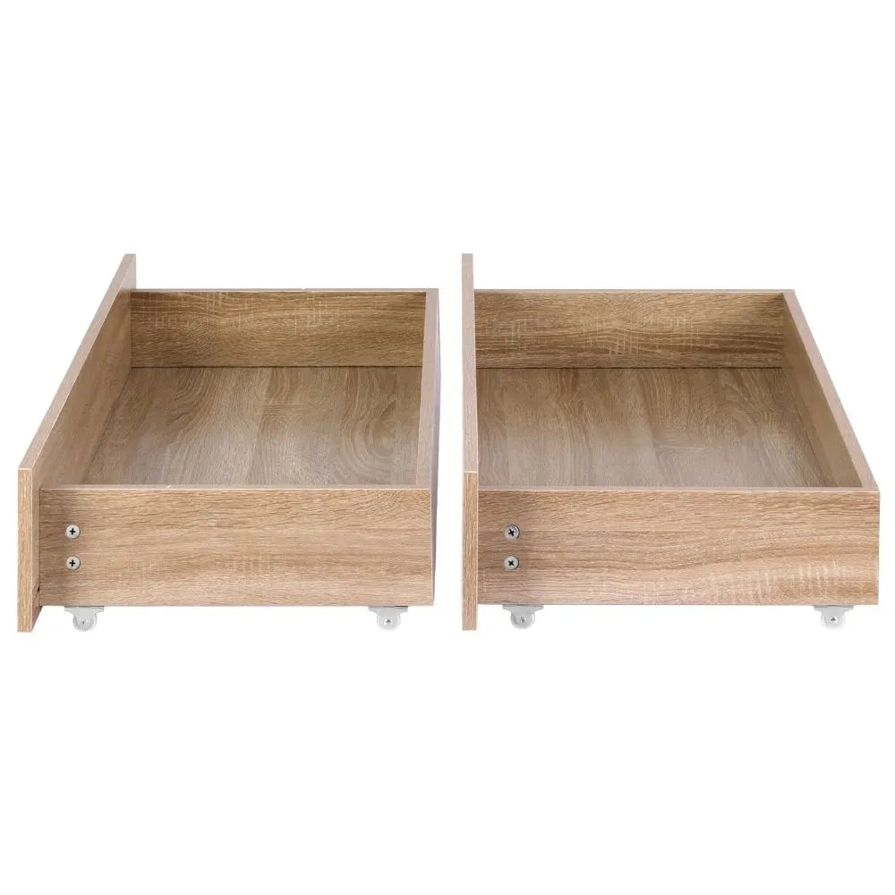 Artiss 2pcs Under Bed Storage with Wheels Rolling Wooden Drawers King Single & Queen - Image 3