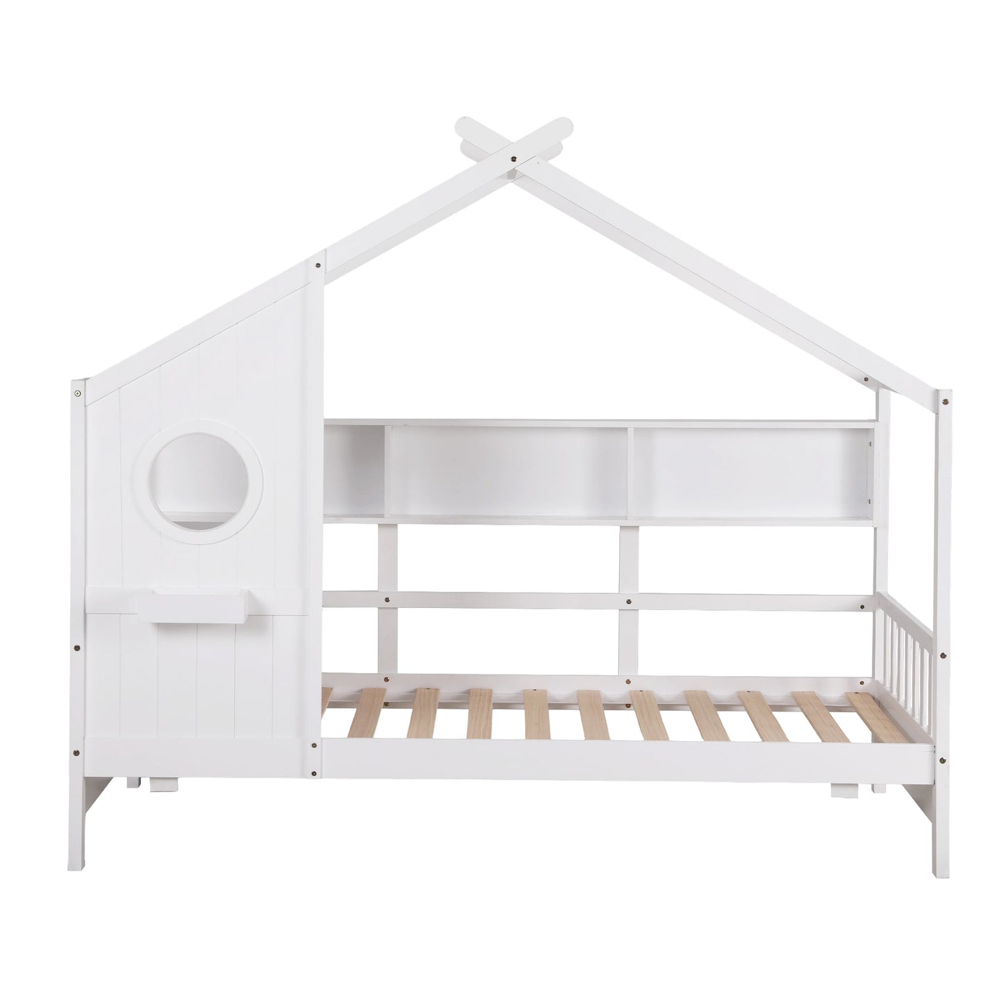 Artiss Kids Single Bed Frame House Bed Solid Wood Montessori Bed for Toddler White - Image 3