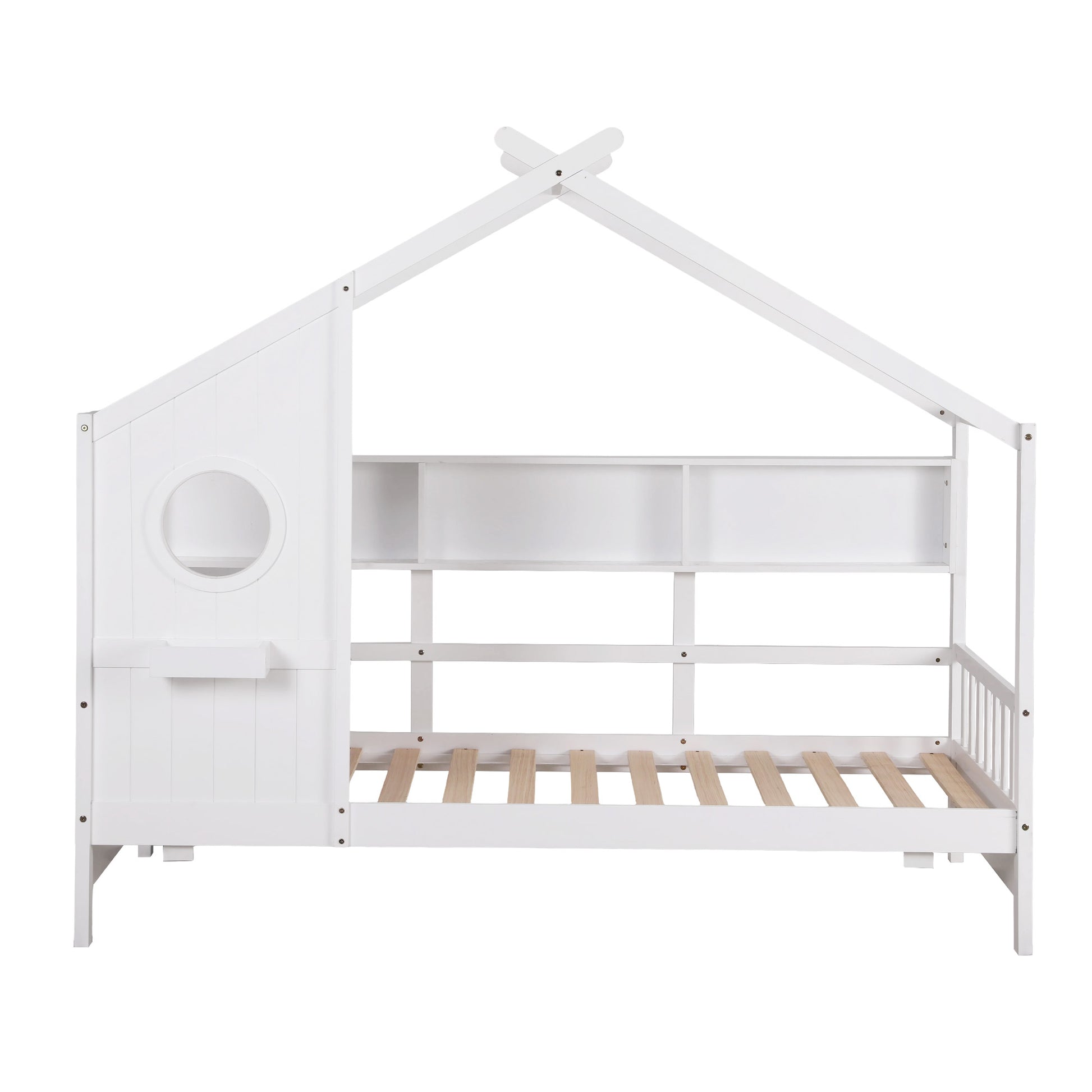 Artiss Kids Single Bed Frame House Bed Solid Wood Montessori Bed for Toddler White - Image 3
