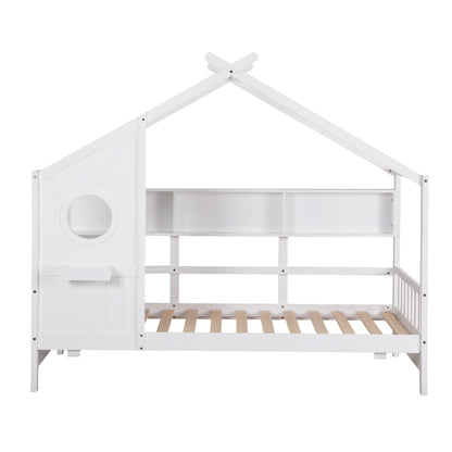 Artiss Kids Single Bed Frame House Bed Solid Wood Montessori Bed for Toddler White - Image 3