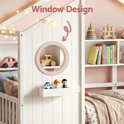 Artiss Kids Single Bed Frame House Bed Solid Wood Montessori Bed for Toddler White - Image 6