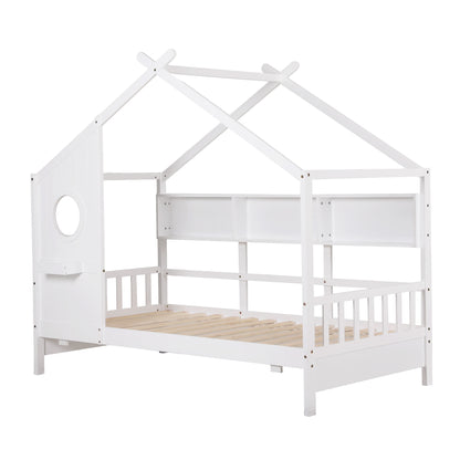 Artiss Kids Single Bed Frame House Bed Solid Wood Montessori Bed for Toddler White - Image 9