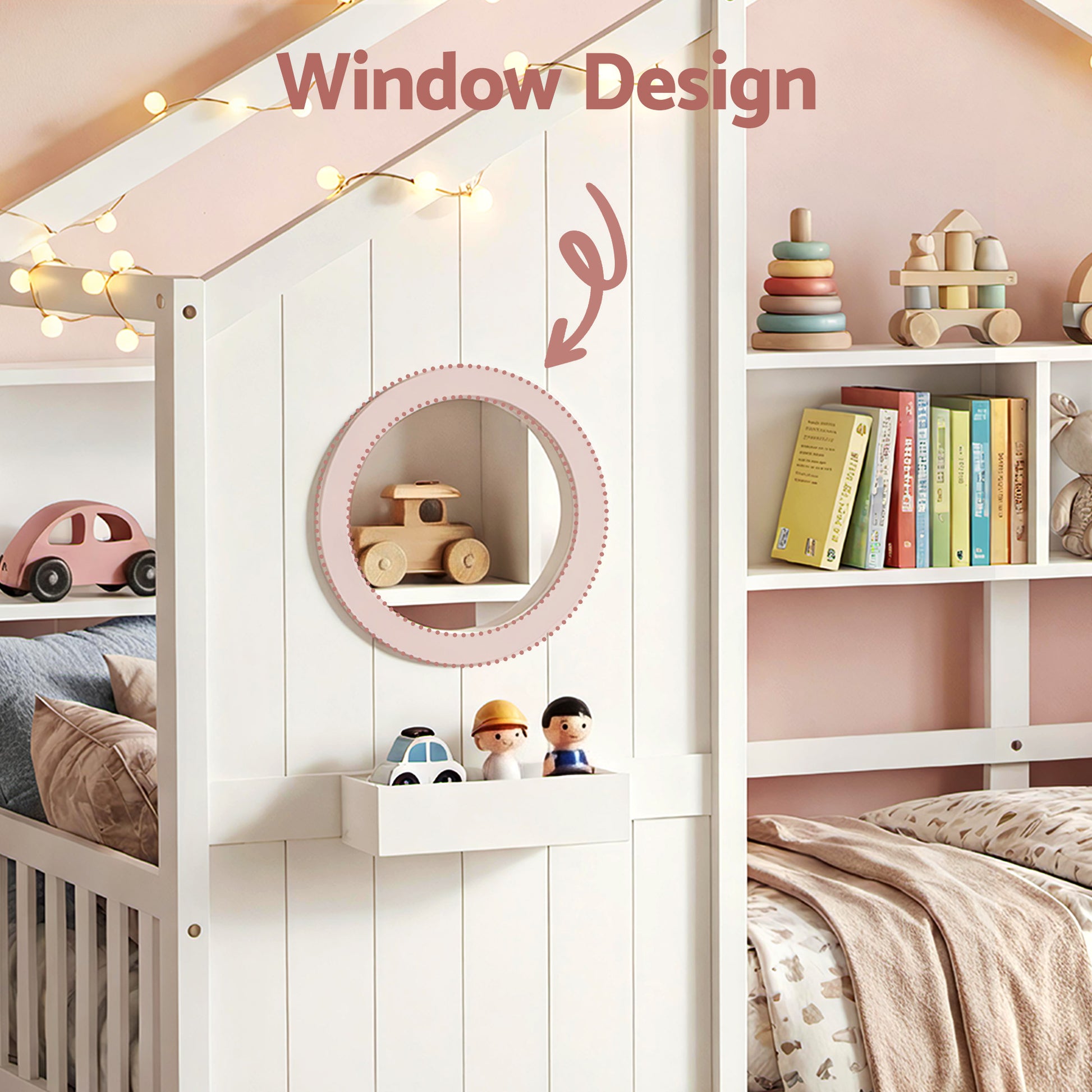 Artiss Kids Single Bed Frame with 3 Storage Bookcase & 2 Drawers House Bed Solid Wood Montessori Bed Easy Assembly White - Image 7