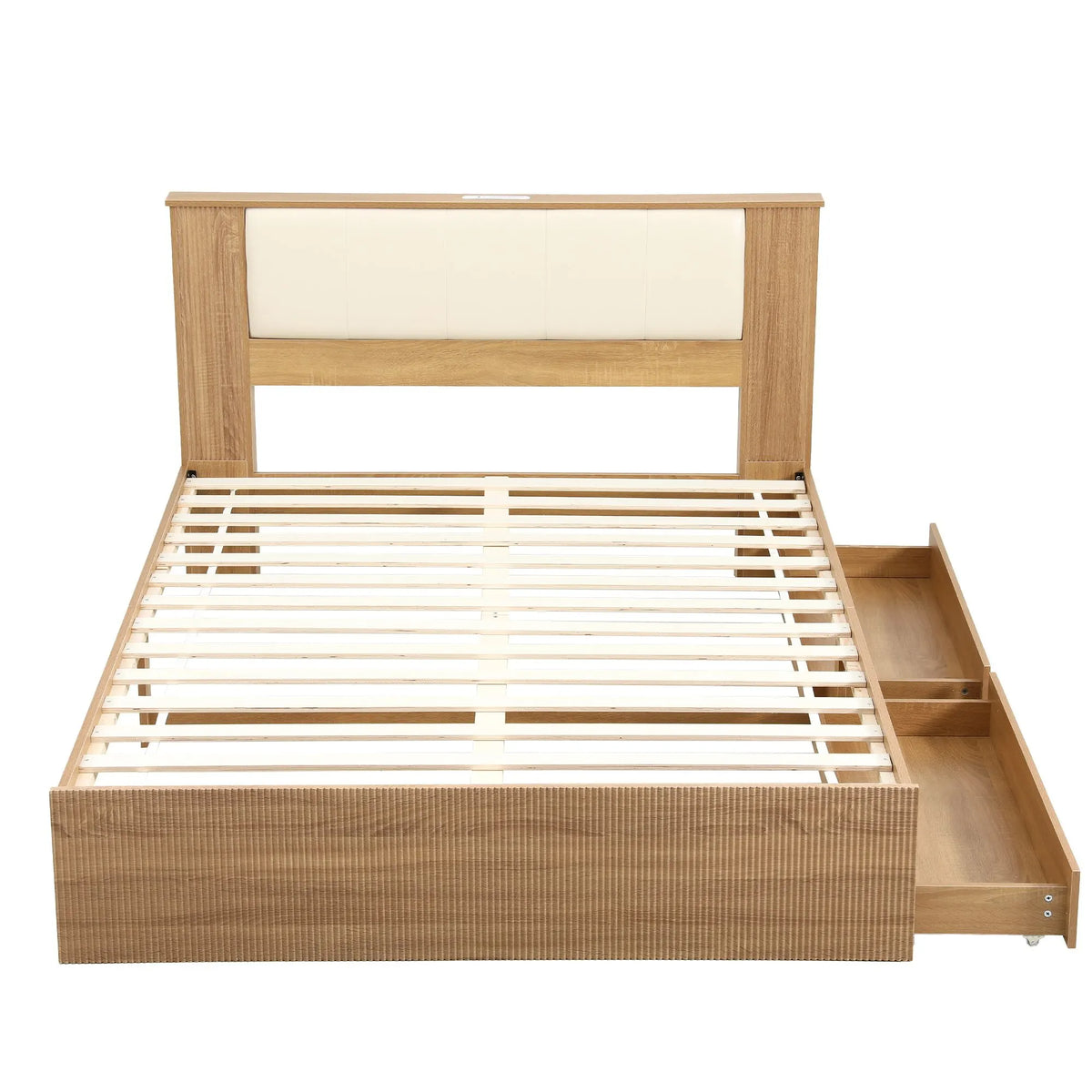 Artiss Queen Bed Frame with 2 Drawers, PU Leather Headboard & Charging Station - Image 4