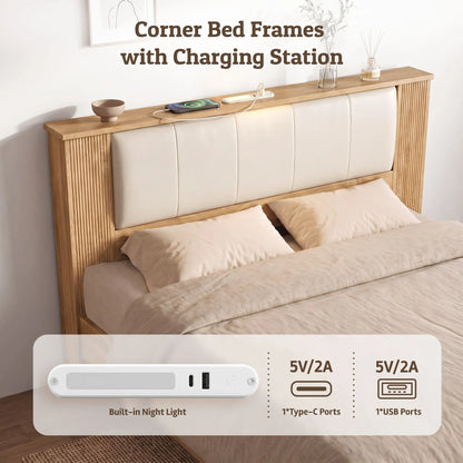 Artiss Queen Bed Frame with 2 Drawers, PU Leather Headboard & Charging Station - Image 6