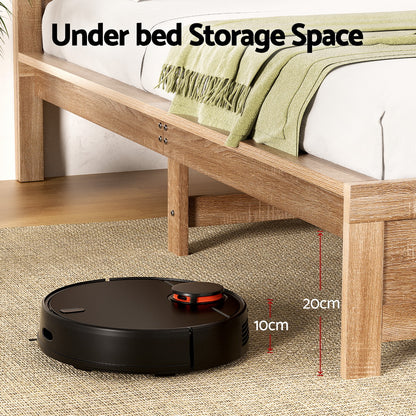 Artiss Bed Frame Queen Size Wooden Acacia Wood OATMEAL - Image 4