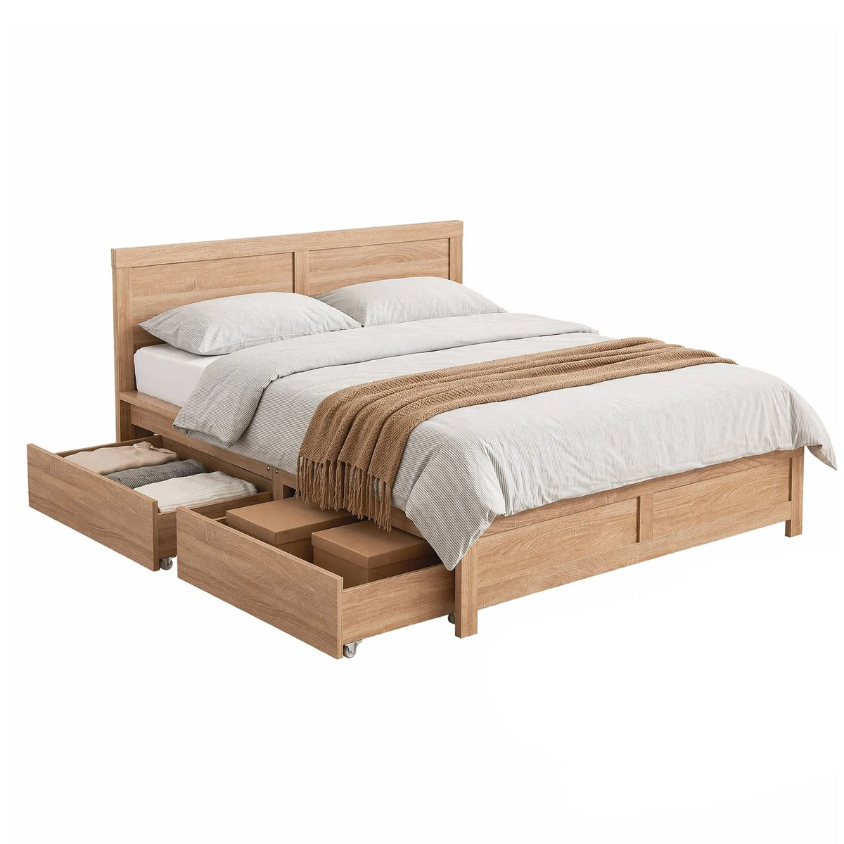 Artiss Queen Size Bed Frame with 2 Drawers Bedroom Furniture - Image 2