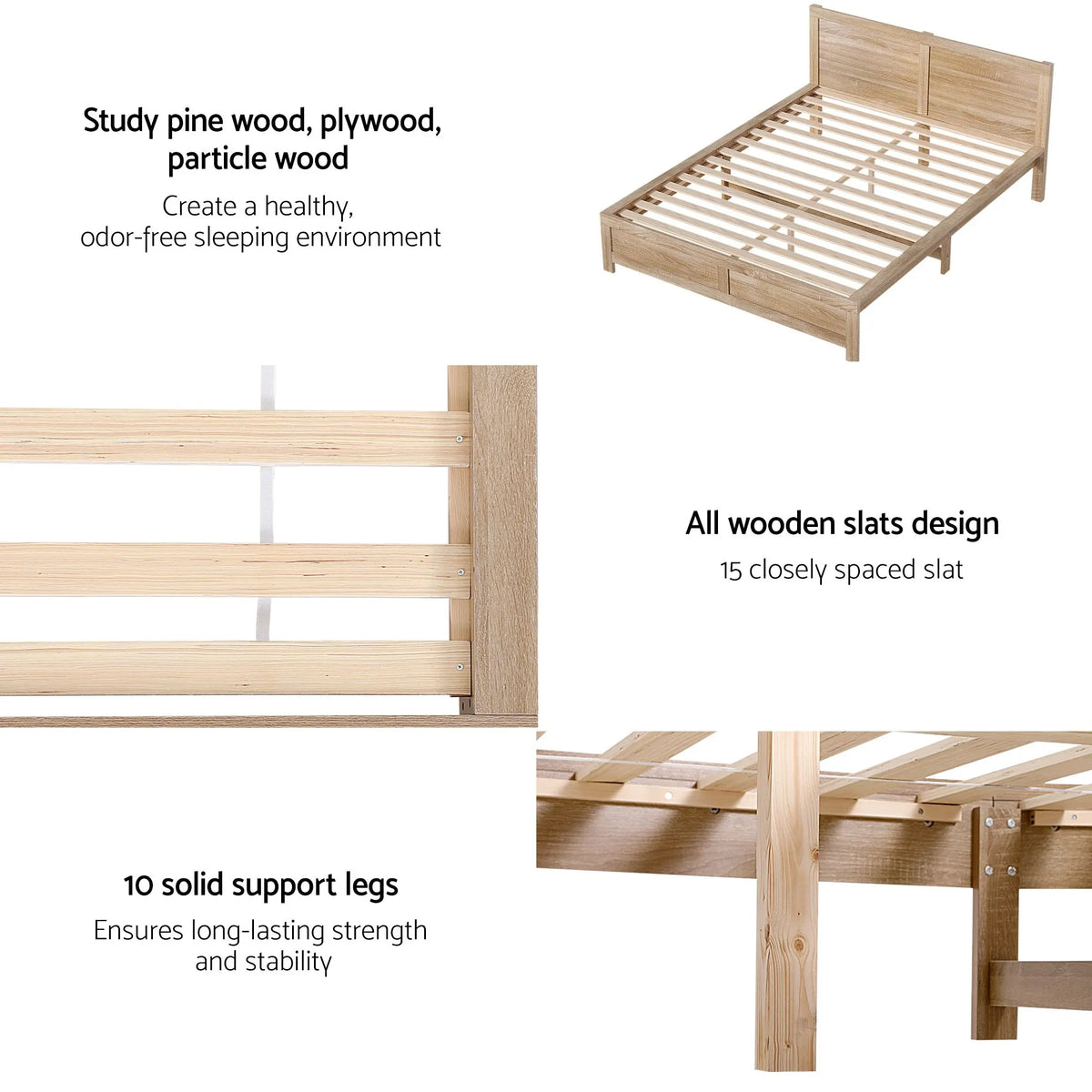 Artiss Queen Size Bed Frame with 2 Drawers Bedroom Furniture - Image 7
