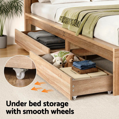 Artiss Queen Size Bed Frame with 2 Drawers Bedroom Furniture - Image 8