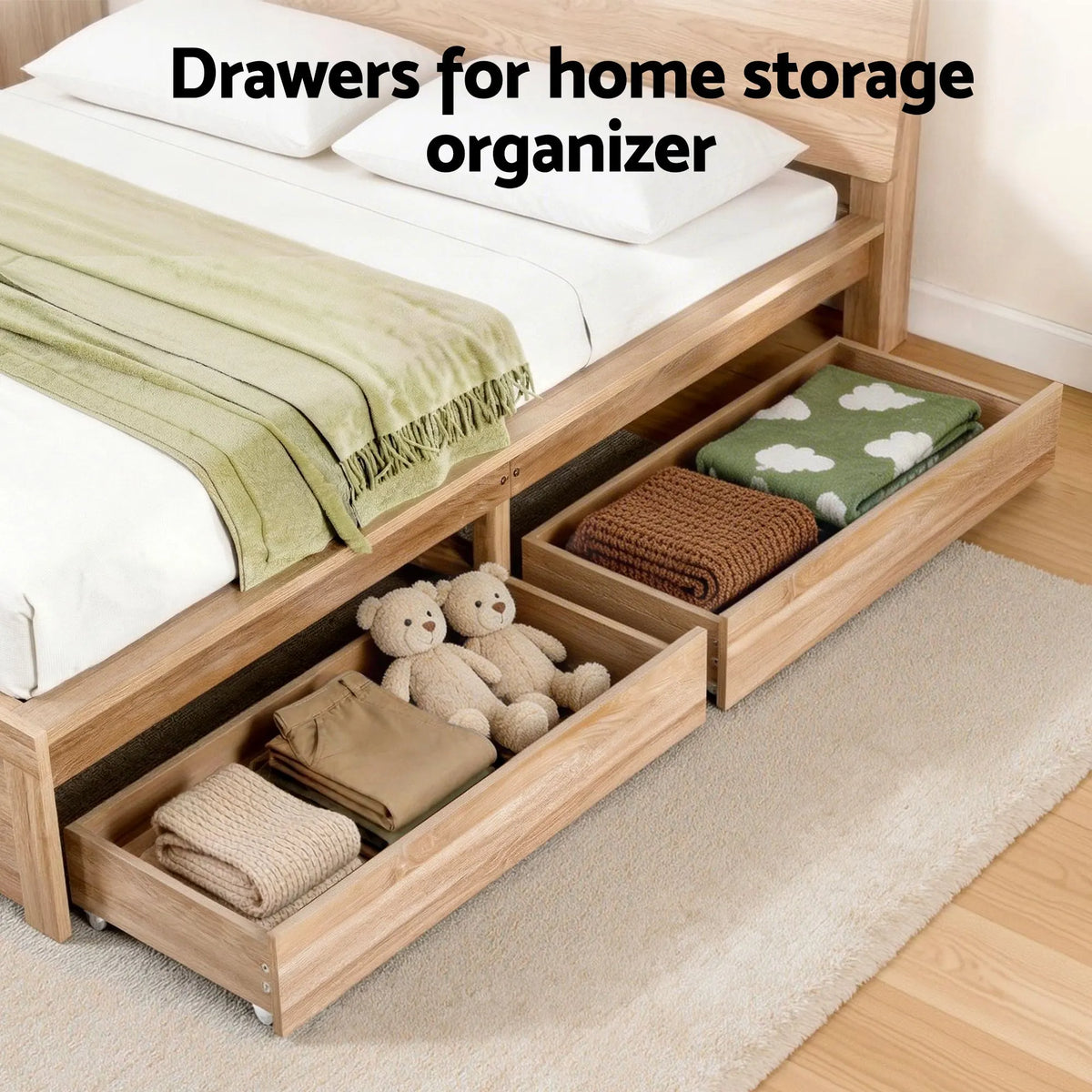 Artiss Queen Size Bed Frame with 2 Drawers Bedroom Furniture - Image 9