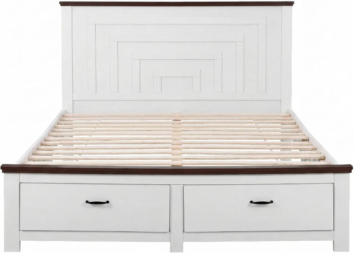 Artiss Double Wooden Bed Frame and 2 Bedside Table Bedroom Furniture Set - Image 5