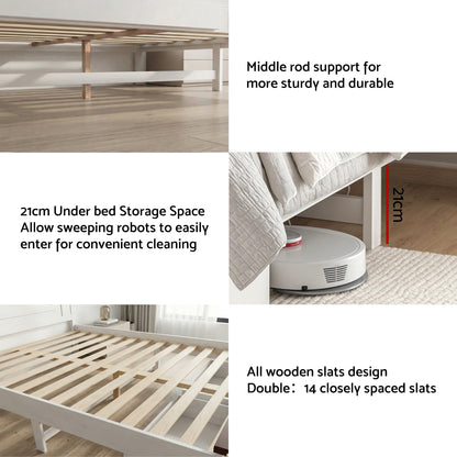 Artiss Queen Wooden Bed Frame with 2 Drawer Platform Bed with 108cm Solid High Headboard White Bed Base for Bedroom Easy Assembly - Image 7