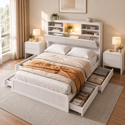 Artiss King Single Bed Frame and 2 Bedside Table Bedroom Furniture Set