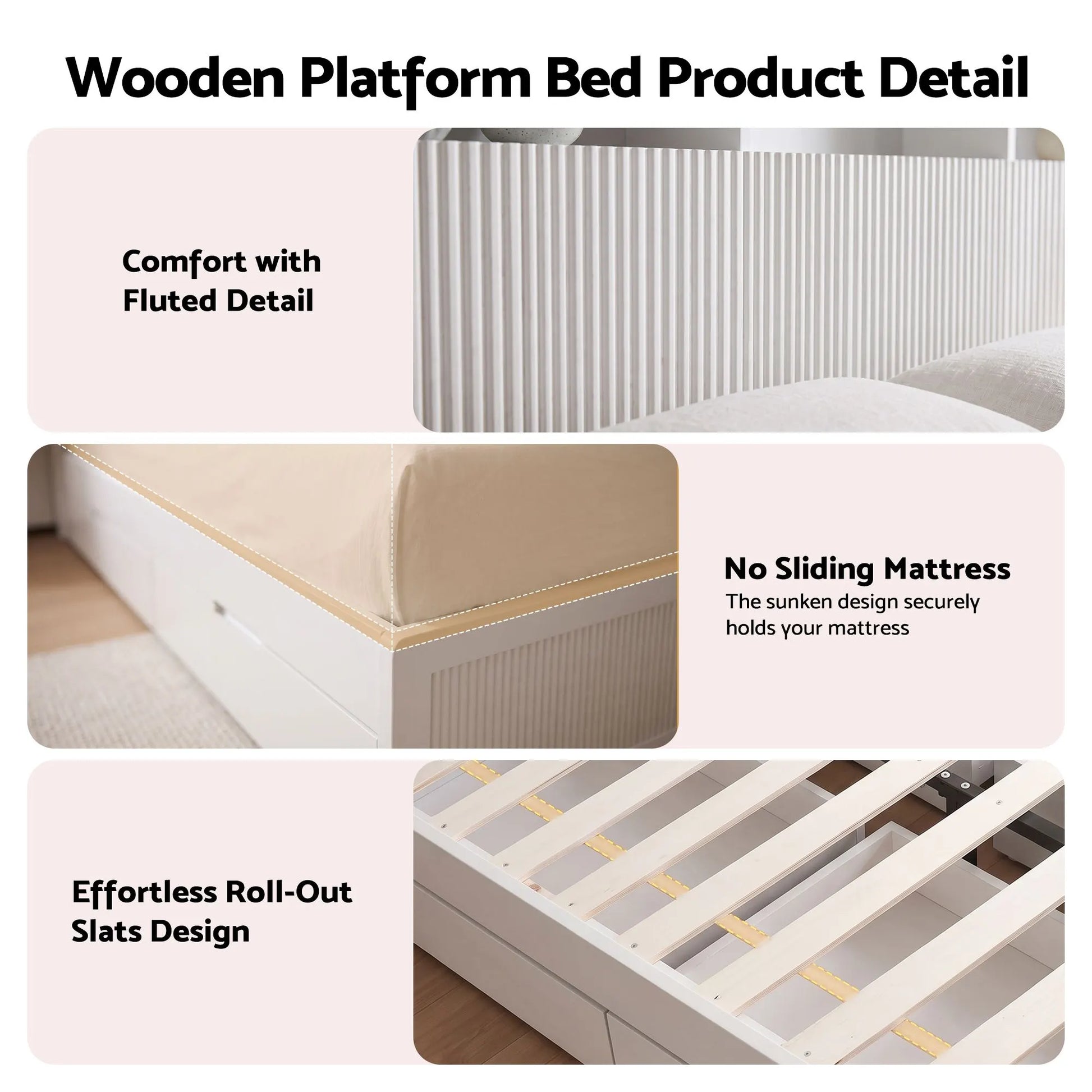 Artiss King Single Bed Frame with Storage, 4 Drawers, USB and Night Light White - Image 7