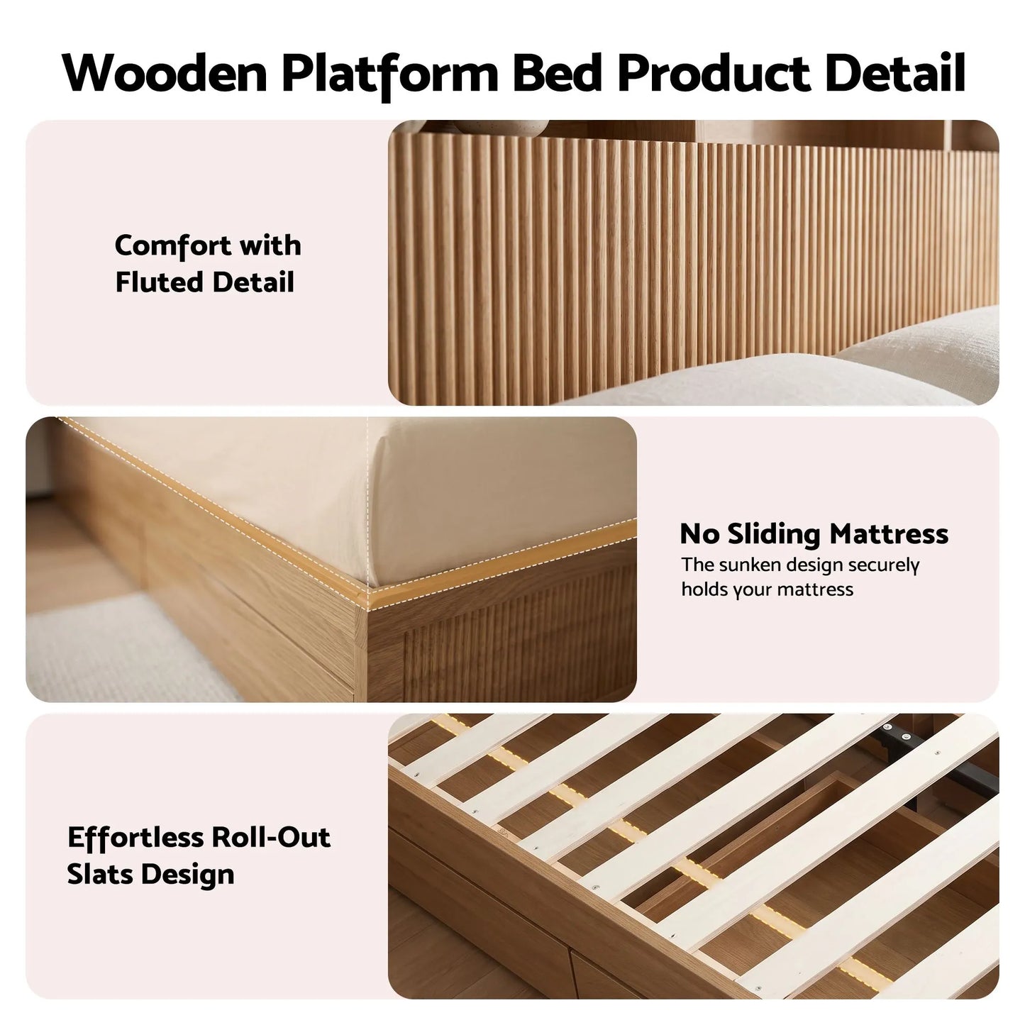 Artiss King Single Bed Frame with Storage, 4 Drawers, USB and Night Light Natural - Image 7