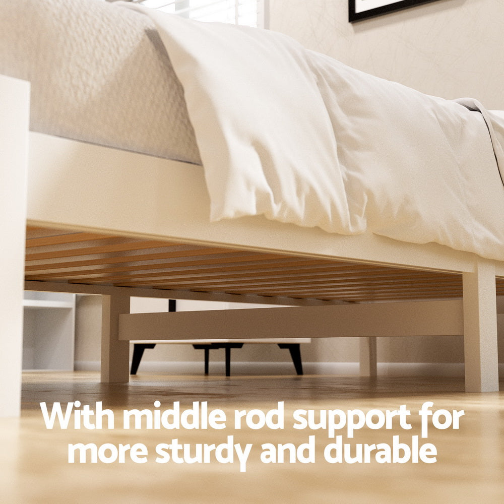Artiss Bed Frame King Single Size Wooden Platform with 2 Storage Drawers White - Image 4