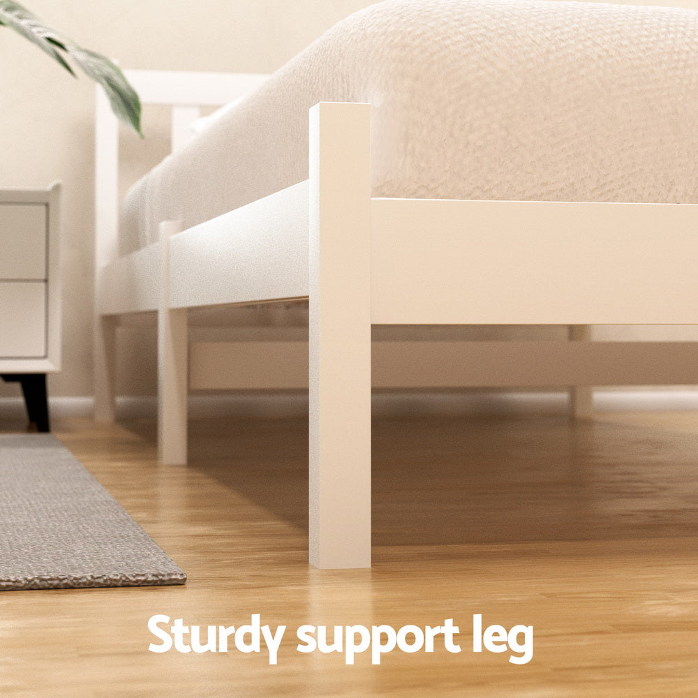 Artiss Bed Frame King Single Size Wooden Platform with 2 Storage Drawers White - Image 5