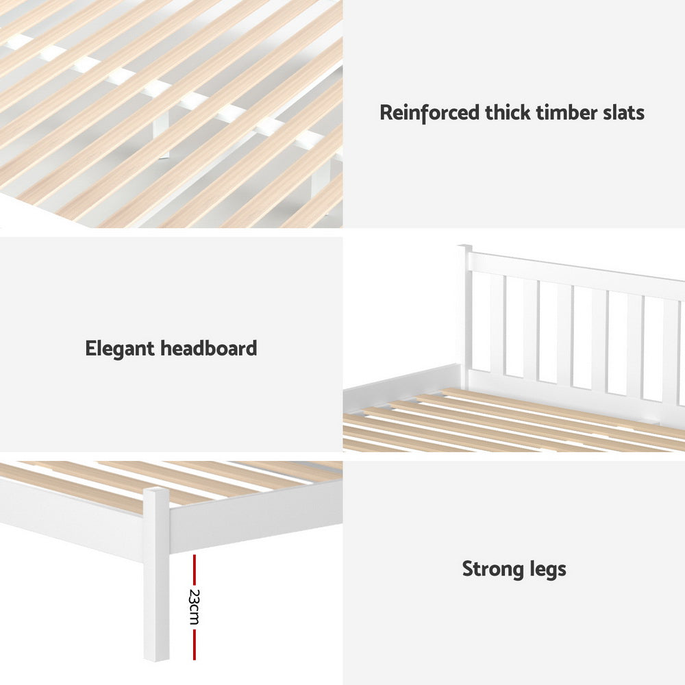 Artiss Bed Frame King Single Size Wooden Platform with 2 Storage Drawers White - Image 6
