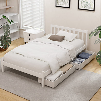 Artiss Bed Frame King Single Size Wooden Platform with 2 Storage Drawers White - Image 7