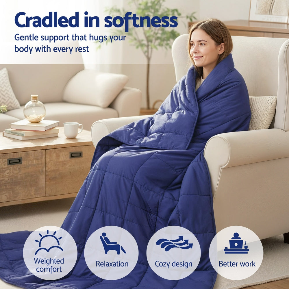 Giselle Bedding Weighted Blanket 11KG Kids Adults Heavy Gravity Relax Calm Blue - Image 4