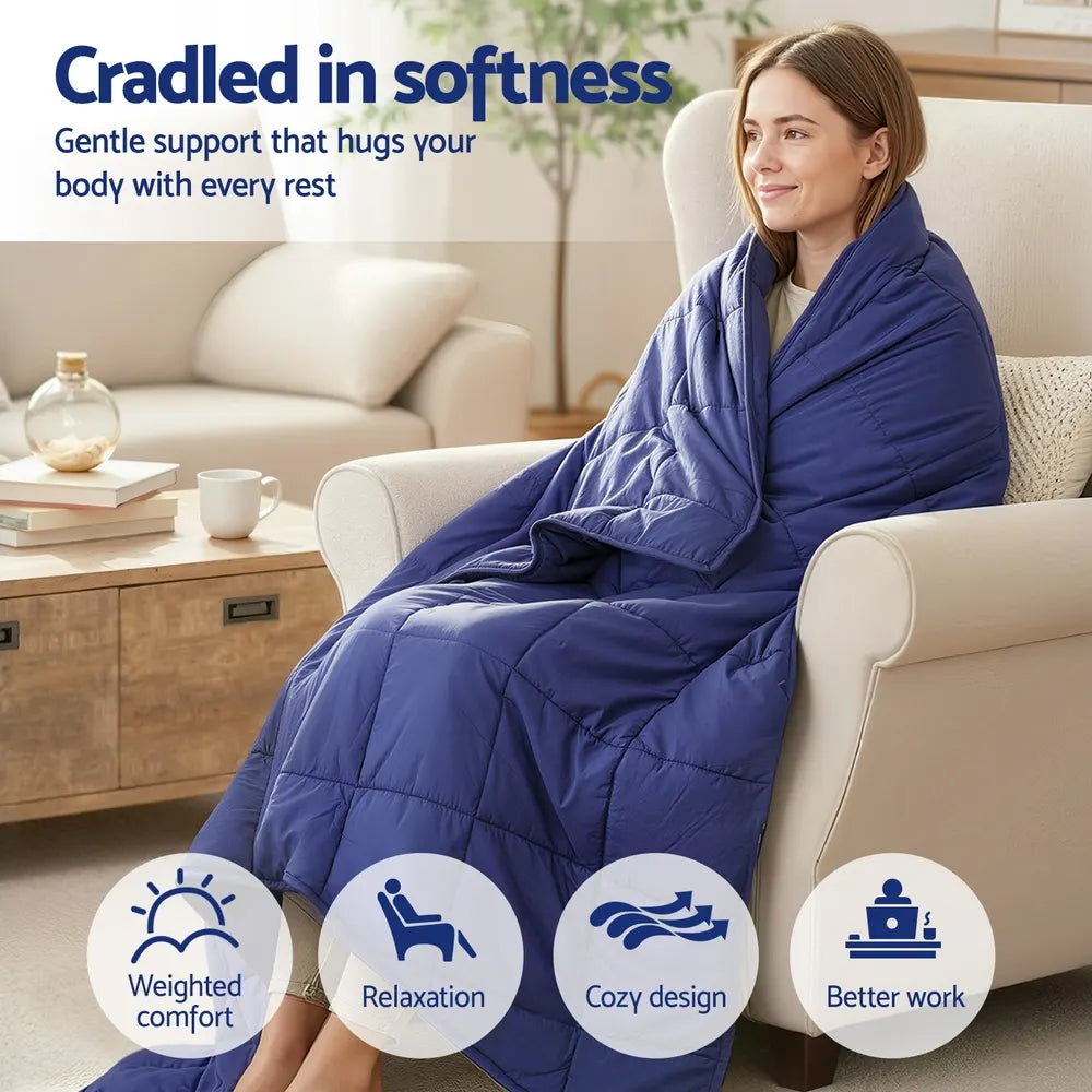 Giselle Bedding Weighted Blanket 6.8kg Kids Adults Heavy Gravity Relax Calm Blue - Image 4