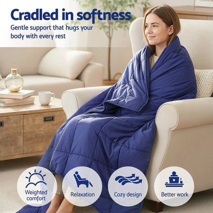 Giselle Bedding Weighted Blanket 6.8kg Kids Adults Heavy Gravity Relax Calm Blue - Image 4