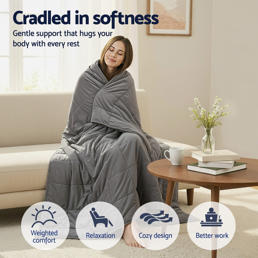 Giselle 9KG Weighted Blanket Adults Kid Anti Anxiety Gravity Blankets Sherpa Fleece - Image 4