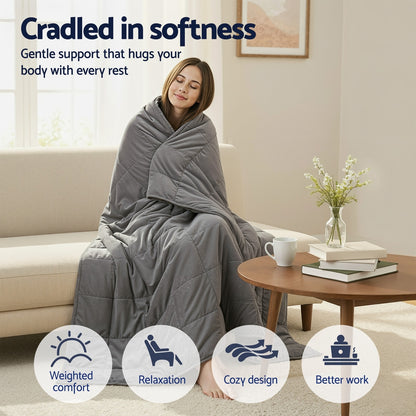 Giselle 9KG Weighted Blanket Adults Kid Anti Anxiety Gravity Blankets Sherpa Fleece - Image 4