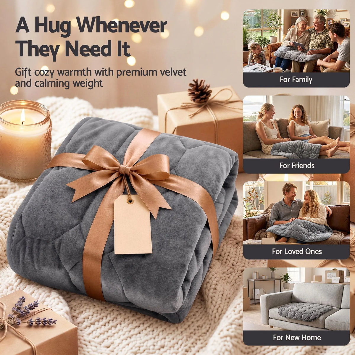 Giselle Weighted Lap Blanket 3.2KG Grey Crystal Velvet Quilted Glass Bead Fill for Sofa Office - Image 7