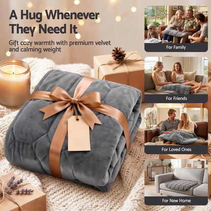 Giselle Weighted Lap Blanket 3.2KG Grey Crystal Velvet Quilted Glass Bead Fill for Sofa Office - Image 7