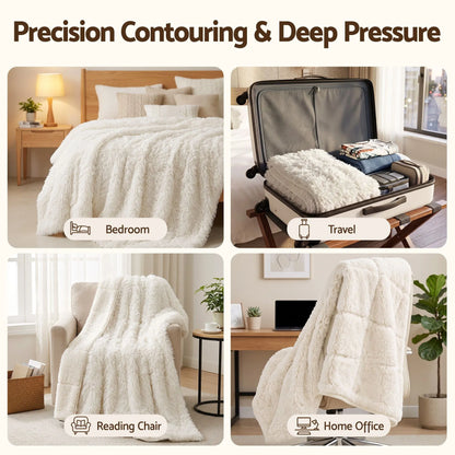 Giselle Faux Fur Weighted Blanket 2 Sided Long Pile Sherpa Reverse Cream 9KG 152 x 203cm  - Image 6